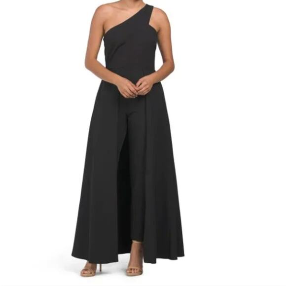 Julia Jordan Jumpsuit‎ Size 2 One Shoulder Dress Gown Walk Thru Skirt Witchy - Picture 1 of 16